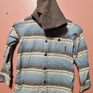 Billabong button-down shirt with attached hood young boy Size 7 flannel